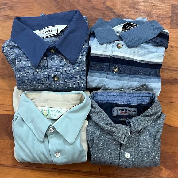 Lot of 4 (U.S. Polo/Palmland Club) Short Sleeve Pocket Polo Shirts Men's Size L - Picture 1 of 9